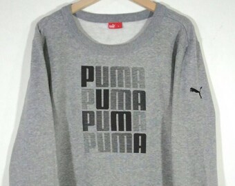 Puma Pullover Embroidery Small Logo Crewneck Grey Sweatshirt / Sweater / Jumper Size XL
