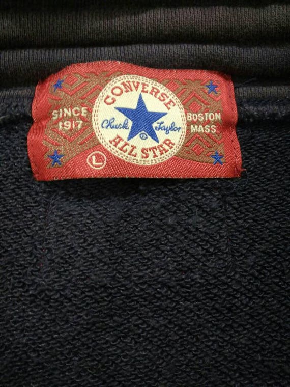 90's CONVERSE Embroidery Big Logo Pullover Blue V… - image 3