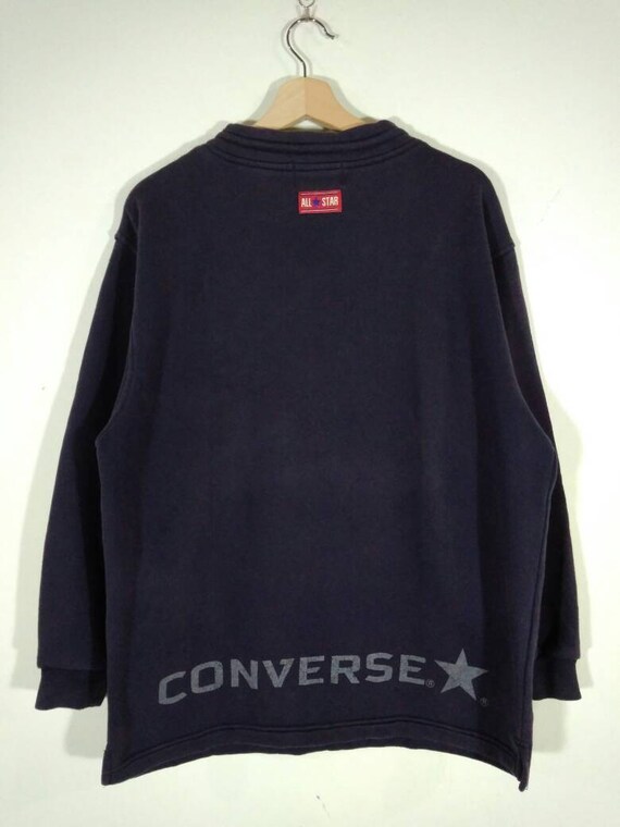 90's CONVERSE Embroidery Big Logo Pullover Blue V… - image 2
