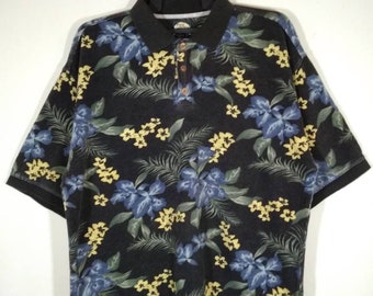 Tommy Bahama Floral Hawaiian Vintage Polo Casual Short Sleeve Men's Size XL