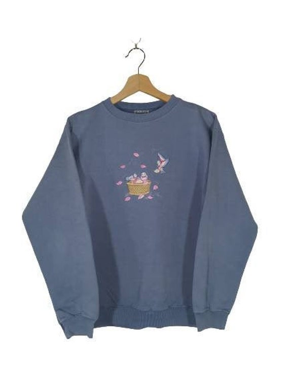 90's Basic Editions Crewneck Blue Pullover Vintag… - image 1
