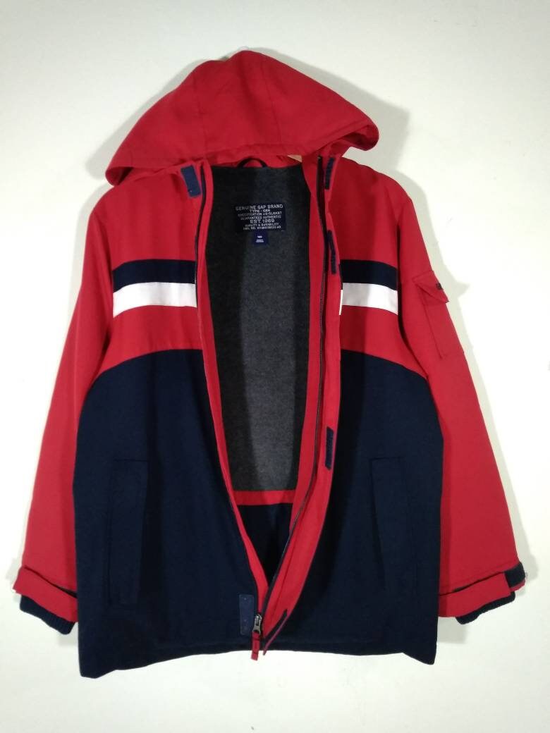 GAP Type G86 Zipper Embroidered Small Logo Hooded Red Jacket - Etsy