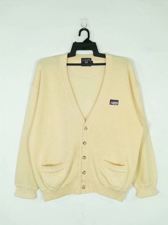 Vintage Chaps Ralph Lauren Embroidery Small Logo Yellow Cardigan 