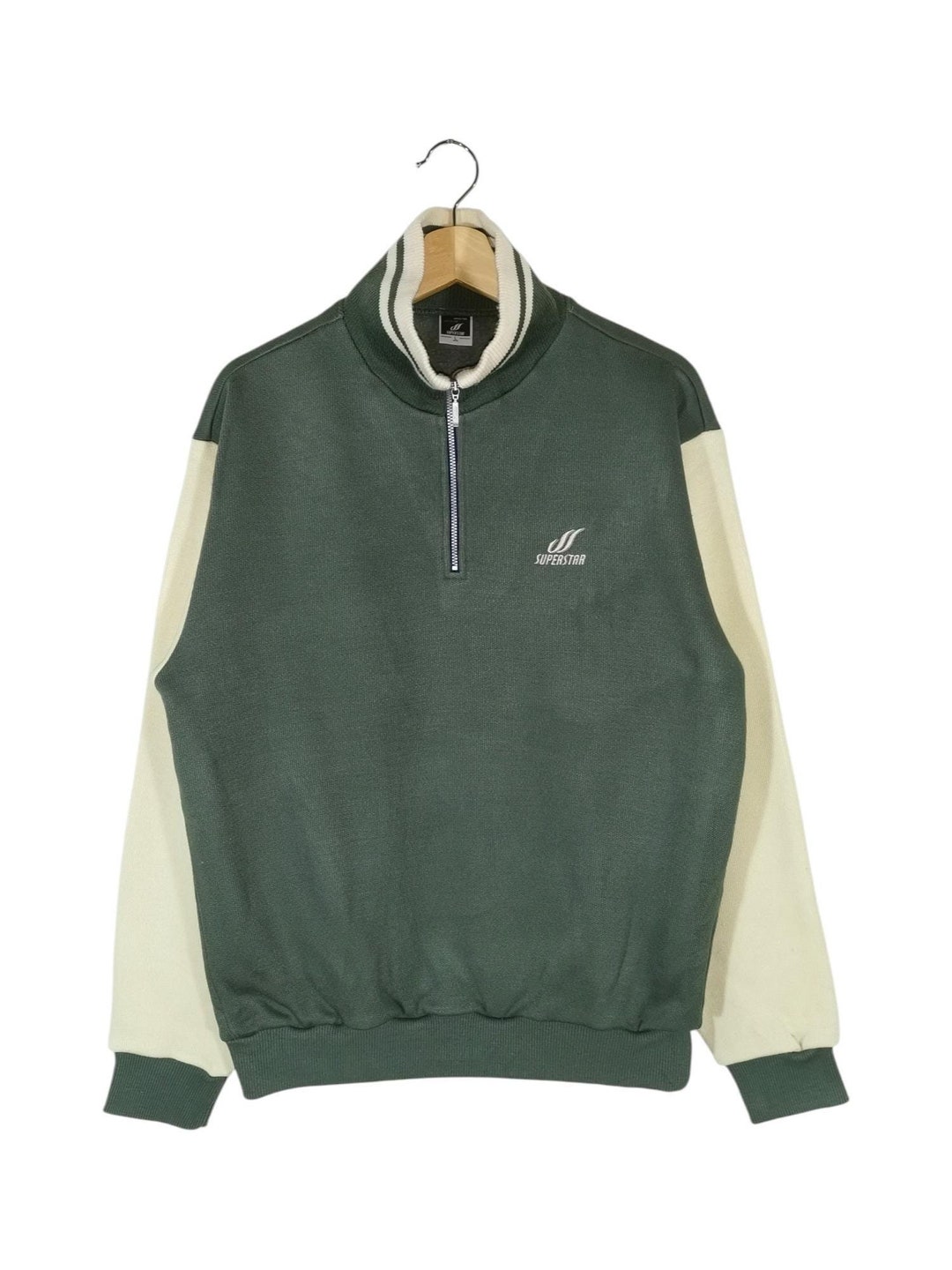 Vintage Mizuno Superstar Green Half-zip Embroidery Logo