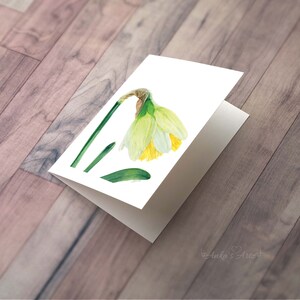 NAFFODIL Card, aquarel botanische kaart, gele lentebloemkaart, narcis vouwkaart, paaskaart, lege wenskaart