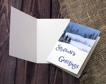 Season's Greetings ~ Christmas Card, Winter Landscape Card, Blank Greeting Card,  Winter "Season's Greetings" Xmas Card,  Xmas Card