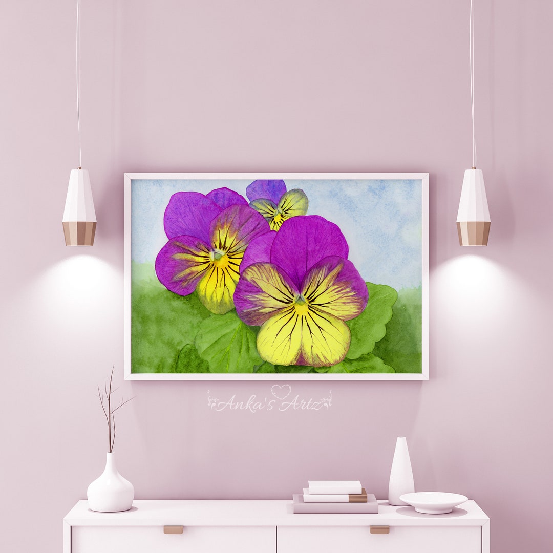 PANSIES Watercolor Painting Botanical Art Print Wall Decor Pansy Il 1080xN.3041282179 1rjr