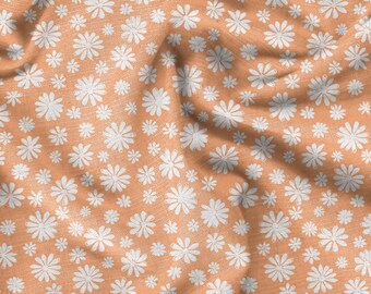 Boho Daisy Fabric, Eco Friendly Floral Print, Printed on Demand
