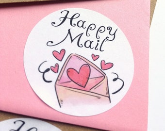 Happy mail stickers, Mail stickers, packaging stickers, Happy mail labels, packaging labels, happy post, delivery stickers, 307