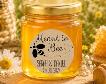 Meant to Bee Wedding Favour Stickers, Rustic Wedding Honey Jar Labels 008