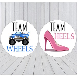 Autocollants de vote révélant le genre Team Heels vs Team Wheels (334)