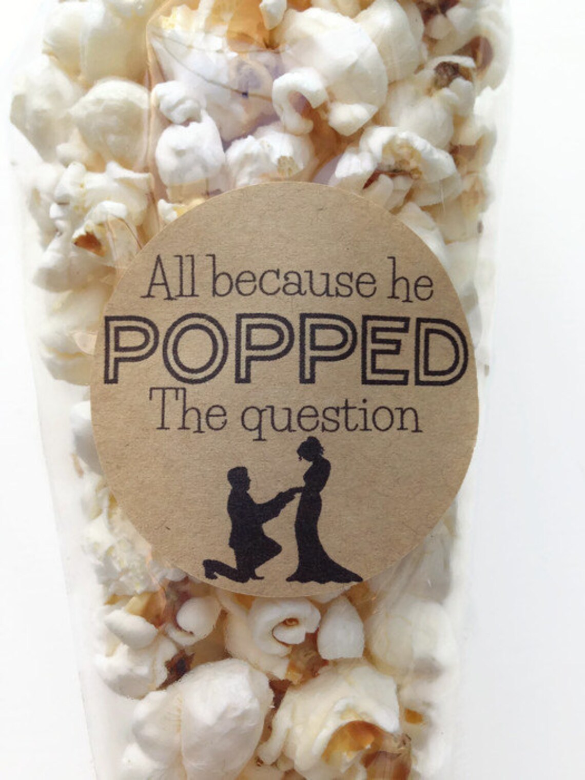 12 X All Because He Popped the Question Stickers Popcorn Etsy UK