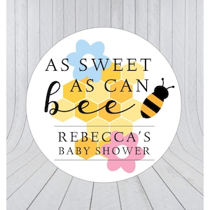 Baby shower stickers, as sweet as can bee, bee baby shower, bumblebee baby shower,sweet as can be,baby shower labels, baby shower favour 362