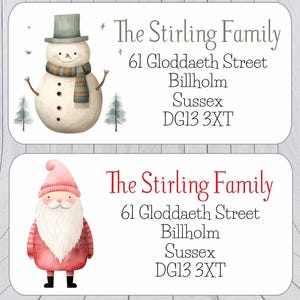 40 x kerstadreslabels, kerstadresstickers, kerstadreslabels, aangepaste adreslabels, sneeuwpop kerstlabels 408
