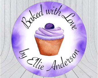 Adesivos personalizados Baked With Love: Etiquetas personalizadas para confeitaria (349)