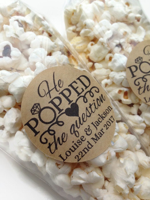 12 X He Popped the Question Stickers Popcorn Favour Stickers - Etsy