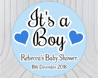 Baby shower stickers, baby shower favour stickers, Baby shower labels, personalised baby shower stickers, It's a boy labels BLUE 315