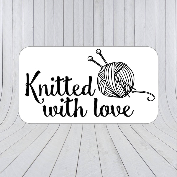 36 x Knitted with love stickers, Knitting stickers, Knitting Labels, Hand knit labels, Sewing Labels, Hand knit stickers 197