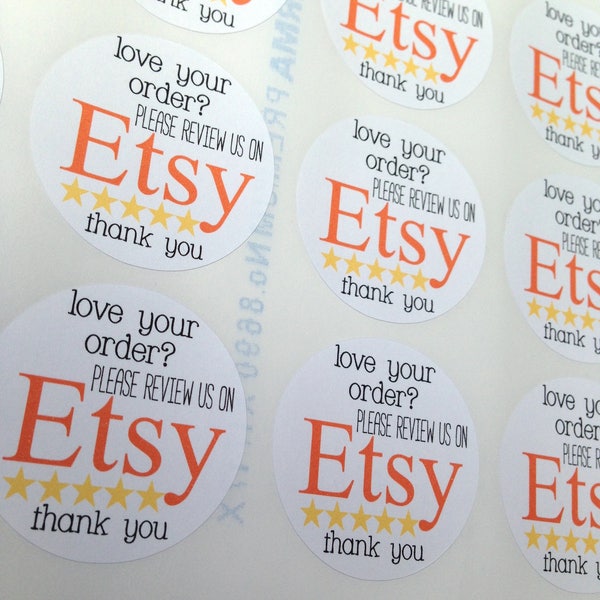 24 x Etsy Review Stickers, Review labels, review stickers, Etsy review,  Etsy packaging stickers, Etsy business stickers 125