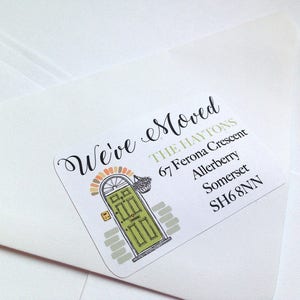 36 x We hebben retouradreslabels verplaatst, aankondigingsstickers verplaatst, we hebben envelopzegel verplaatst, aankondiging verhuis 209