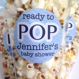 Ready to pop stickers, baby shower favour stickers, she&#39;s about to pop stickers, personalised baby shower stickers, 244 BLUE