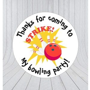 Bowling party stickers, Bowling favour stickers, kids bowling birthday party, thank you for coming to my party, kids goodie bag labels, 262