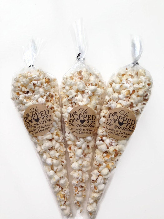 12 X He Popped the Question Stickers Popcorn Favour Stickers - Etsy