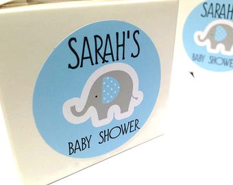 Baby shower stickers, baby shower favour stickers, Elephant baby shower labels, personalised baby shower stickers, Elephant baby shower 133
