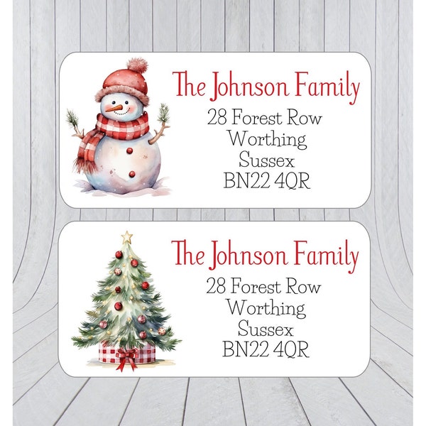 40 x Christmas return address labels, christmas address stickers, xmas address labels, Custom address labels,snowman christmas labels 365