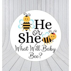 What will baby bee stickers, he or she stickers, baby shower favour stickers, bee baby shower, gender reveal stickers, 045 image 5