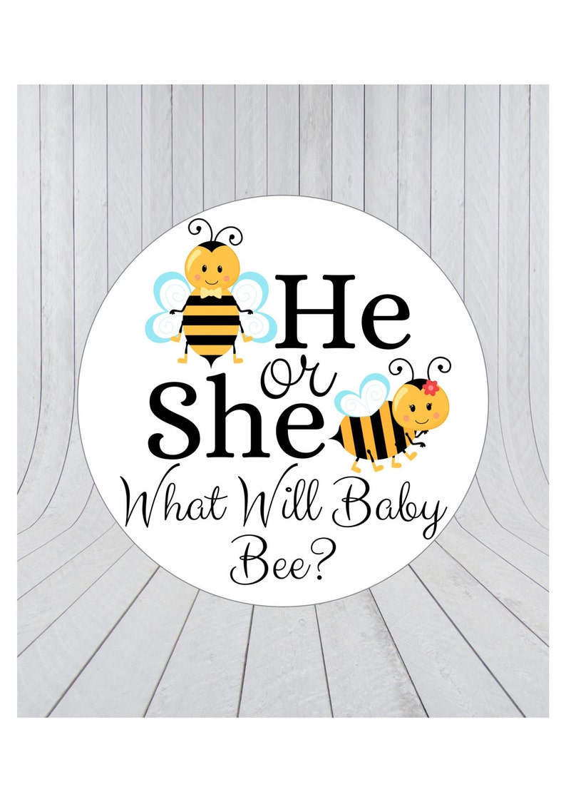 What will baby bee stickers, he or she stickers, baby shower favour stickers, bee baby shower, gender reveal stickers, 045 image 5