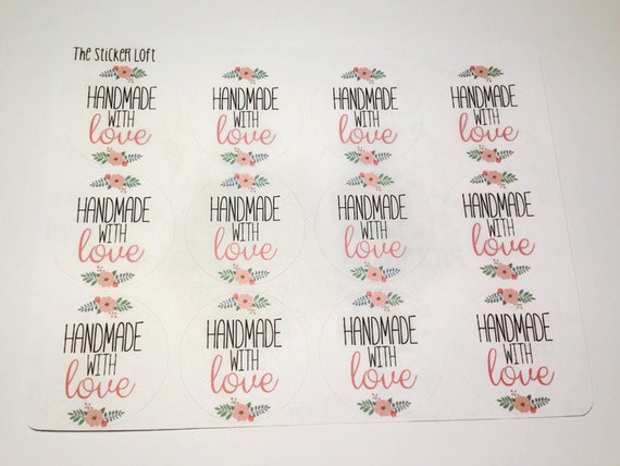 Handmade With Love Stickers, Handmade Stickers, Handmade With Love