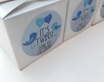 Twin boys baby shower favour stickers, twin boy stickers, twin boy baby shower, blue baby shower labels, baby shower favour labels, 047