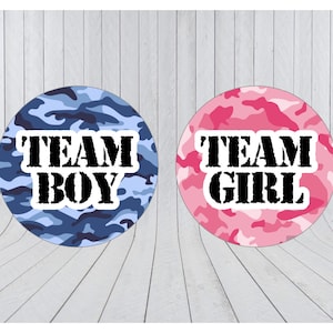 迷彩柄 性別お披露目ステッカー：男の子チーム、女の子チーム投票ラベル（335）