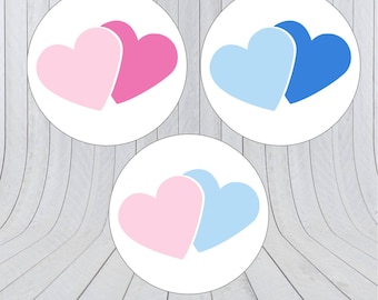 Twins Gender Reveal Stickers: Team Pink vs Team Blue Voting labels (219)