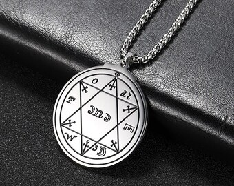 Amulett ""Good Gesundheit"", Solomon Amulett, Stahl Anhänger Pentakel, Silver Steel Talisman für Vitalität & Lebenskraft." Halskette Wicca Schmuck