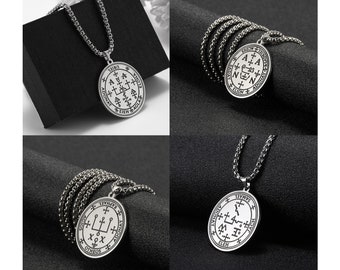 Archangels amulets necklaces, Steel pendant Talisman Seal kabbalah Pentacles Solomon Archangels Pendants Raphael, Samael, Zadkiel and Uriel