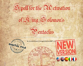Spell for the Activation of 44 pentacles of King Solomon, Instructions in English & Spanish PDF files, New version 2.x with 44 Solomon Seals