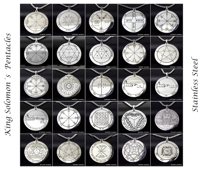 King Solomon 44 Pentacles to choose 1, Steel pendants Solomon Se