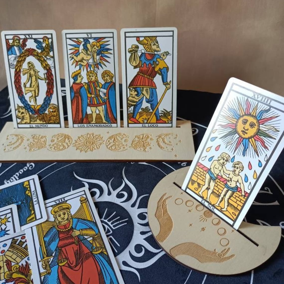 Wooden Tarot Card Holder Rectangle Wood Display Stand Witch Etsy
