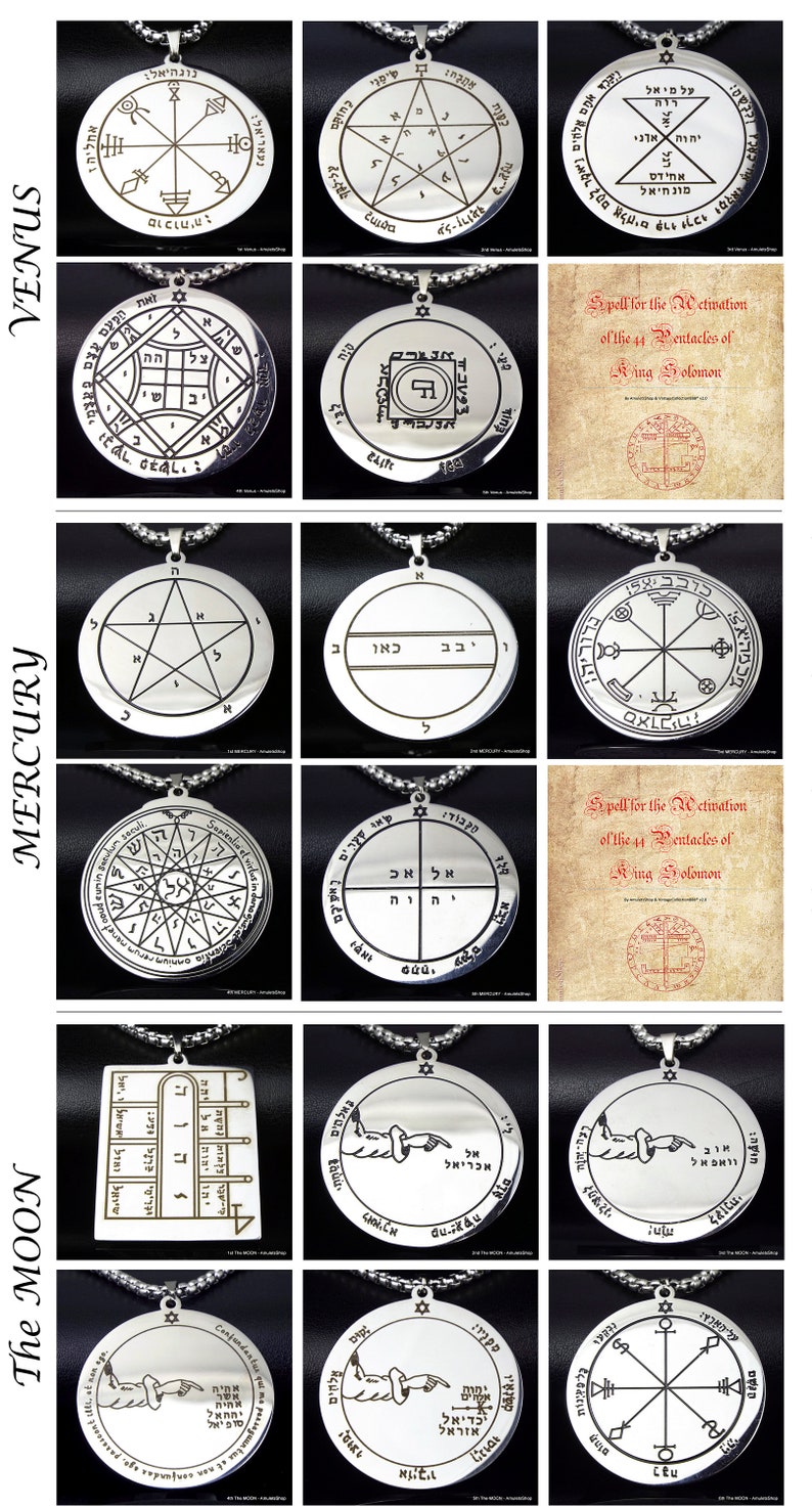 King Solomon 44 Pentacles to choose 1, Steel pendants Solomon Seals Saturn, Jupiter, Mars, The Sun, Venus, Mercury, The Moon, Optional Spell image 10