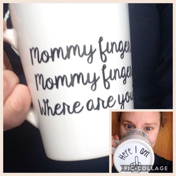 mommy finger coffee mug