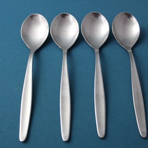 4 Large Teaspoons WMF Cromargan LAUREL Stainless Triangle Germany 6 1/8&quot;