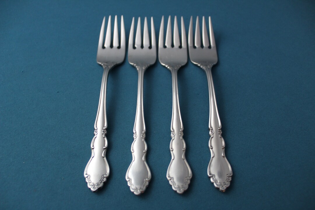 4 Salad Forks Oneida DOVER Stainless CUBE 6 5/8 Etsy