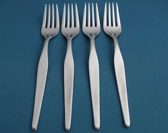 4 Dinner Forks Noritake LINDEN Japan 18/8 Stainless 7 1/2