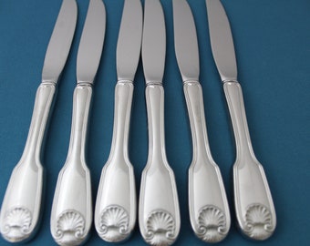 Set of 4 Reed & Barton Regent Heritage Mint Solid Handle  Reed & Barton Regent Heritage Dinner Knives Set of 4 Stainless Steel Vintage main image 0