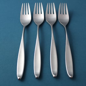 4 Dinner Forks Lauffer DESIGN 2 Satin Stainless Germany 7&quot;