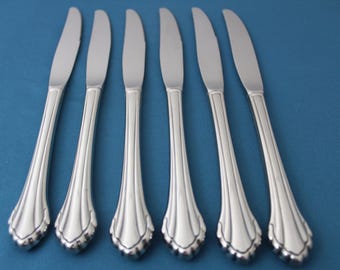 6 Dinner Knives Hollow Oneida Community CLARETTE Stainless NEW 9"