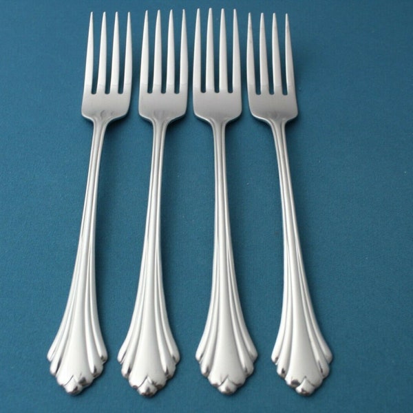 4 Dinner Forks Oneida BANCROFT Fortune Stainless Flatware 7 3/8"