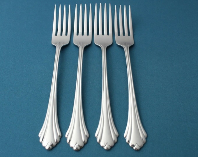 4 Dinner Forks Oneida BANCROFT Fortune Stainless Flatware 7 3/8 Etsy